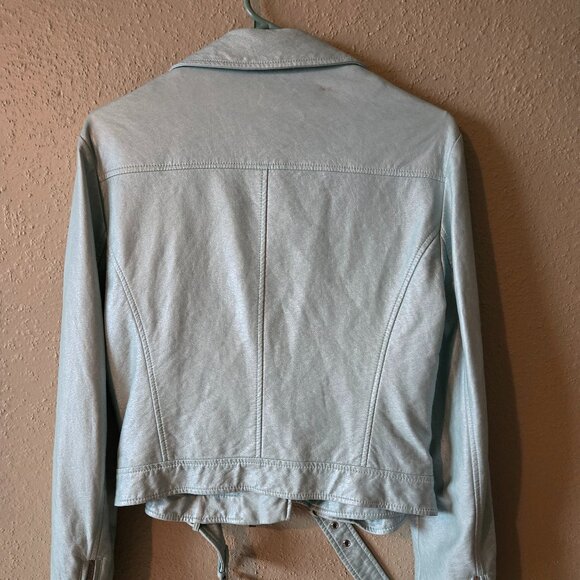Metallic blue stylish biker jacket - Picture 2 of 4
